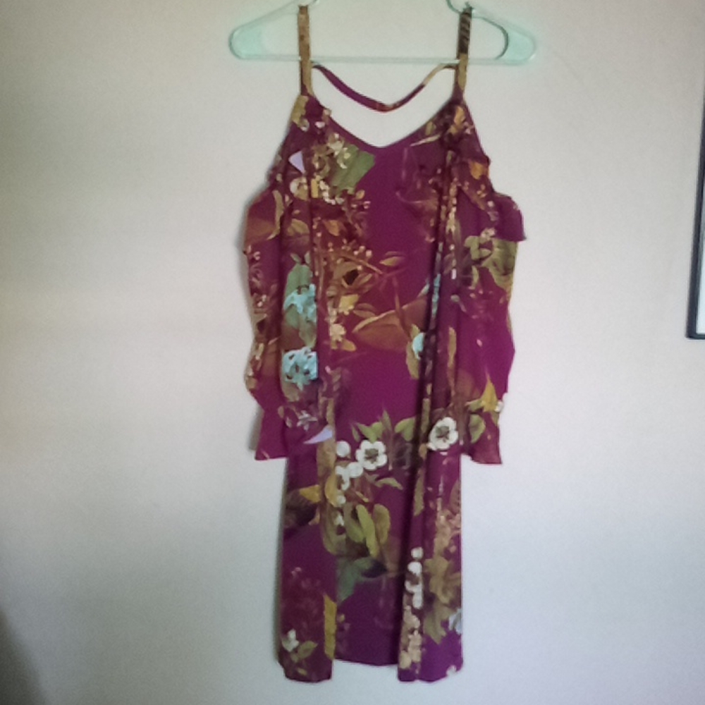 NWOT Du Jour floral purple dress. Size L